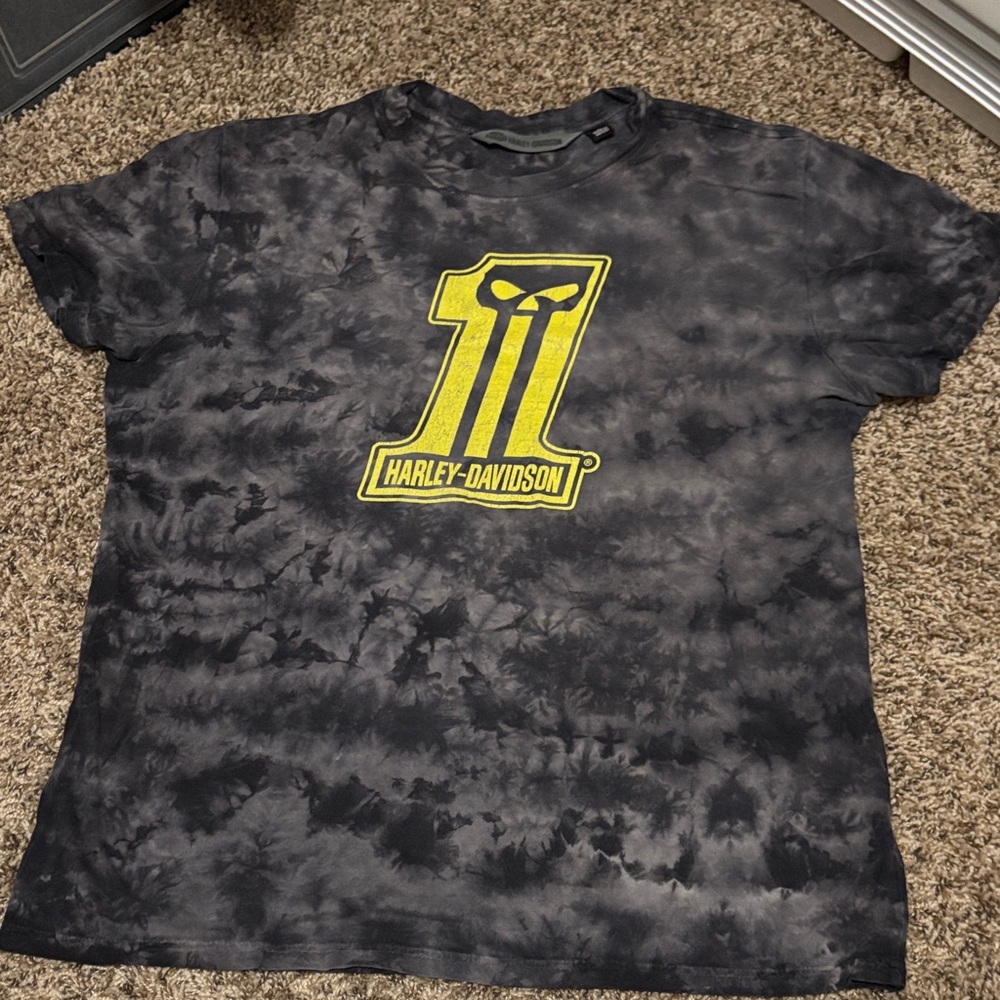 Harley-Davidson Kids Tie-Dye Black and Yellow Tee